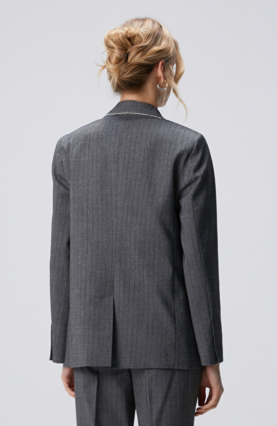 Antrasit Yün Karışımlı Ceket