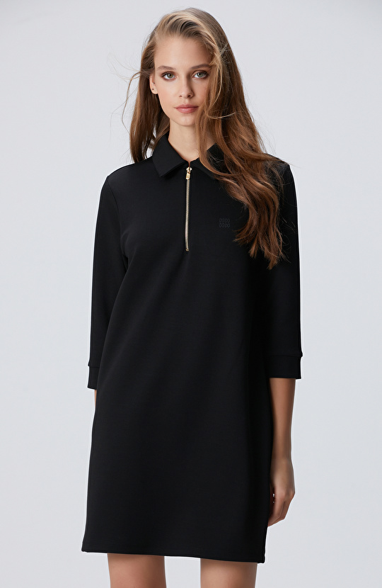 Siyah Polo Örme Elbise