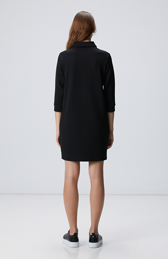 Siyah Polo Örme Elbise