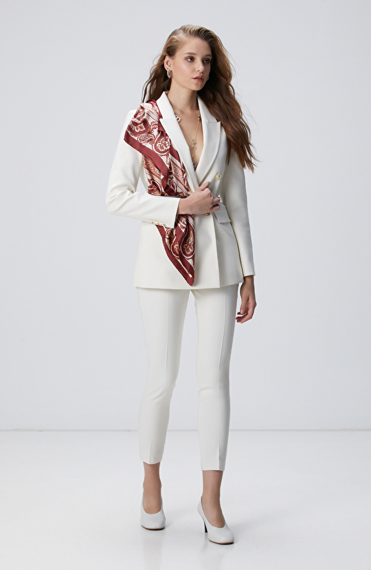 Kırık Beyaz Kruvaze Ceket