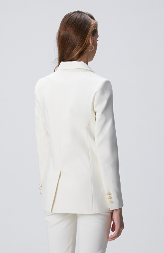 Kırık Beyaz Kruvaze Ceket