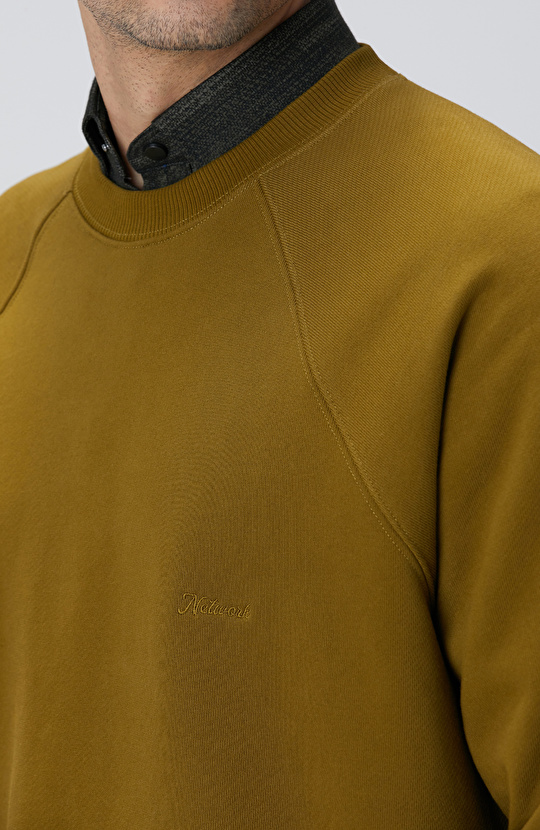 Yağ Yeşili Nakış Detaylı Sweatshirt