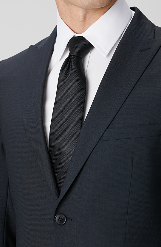 Siyah Yün Karışımlı Takım Elbise