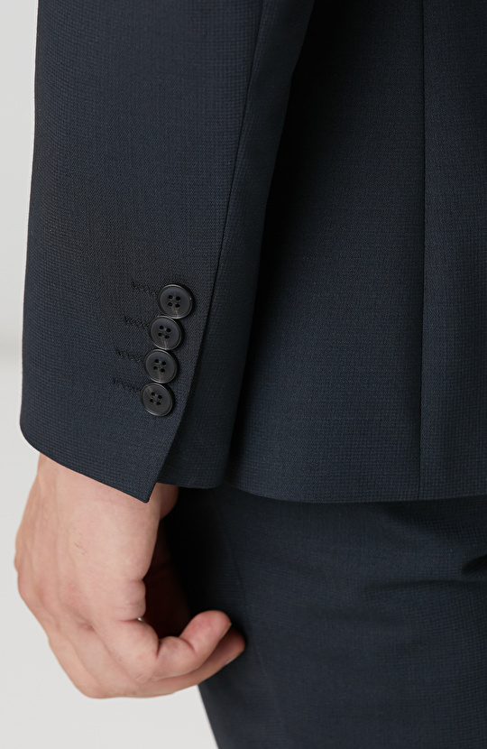 Siyah Yün Karışımlı Takım Elbise