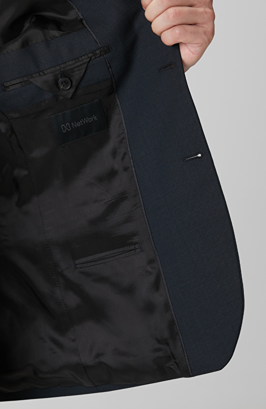 Siyah Yün Karışımlı Takım Elbise