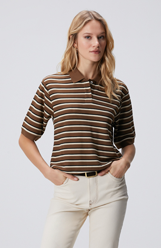 Kahverengi Çizgili Pike Sweatshirt Kahverengi Çizgili Pike Sweatshirt