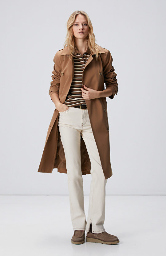 Kahverengi Çizgili Pike Sweatshirt