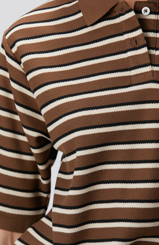 Kahverengi Çizgili Pike Sweatshirt