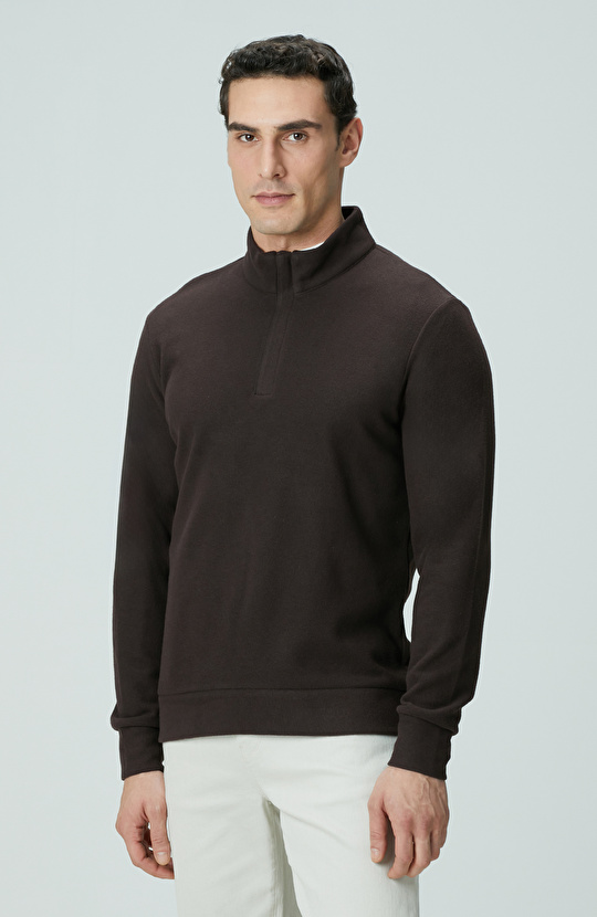 Acı Kahve Süet Garni Detaylı Sweatshirt