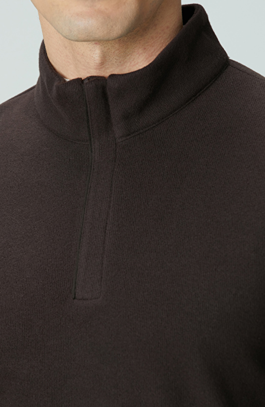 Acı Kahve Süet Garni Detaylı Sweatshirt
