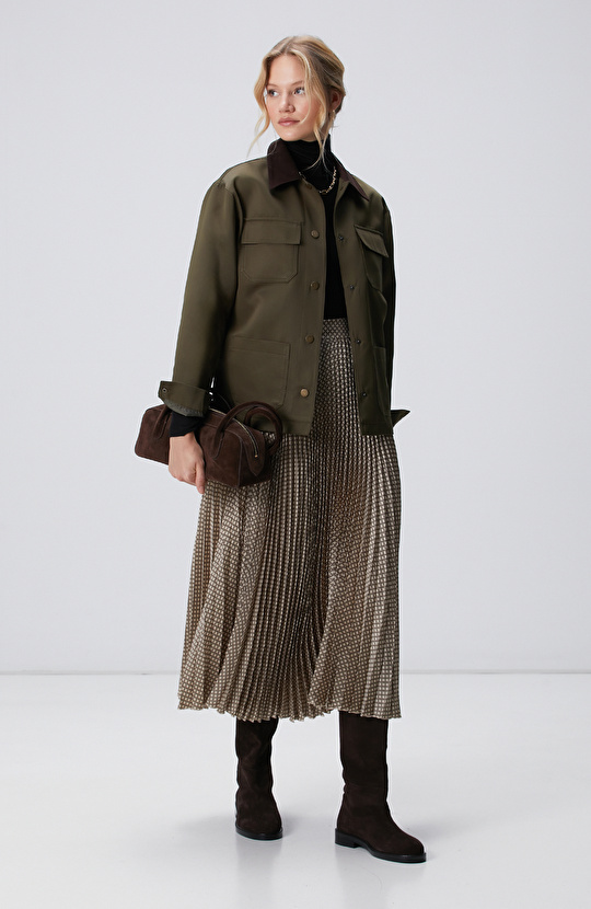 Haki Kadife Garnili Mont