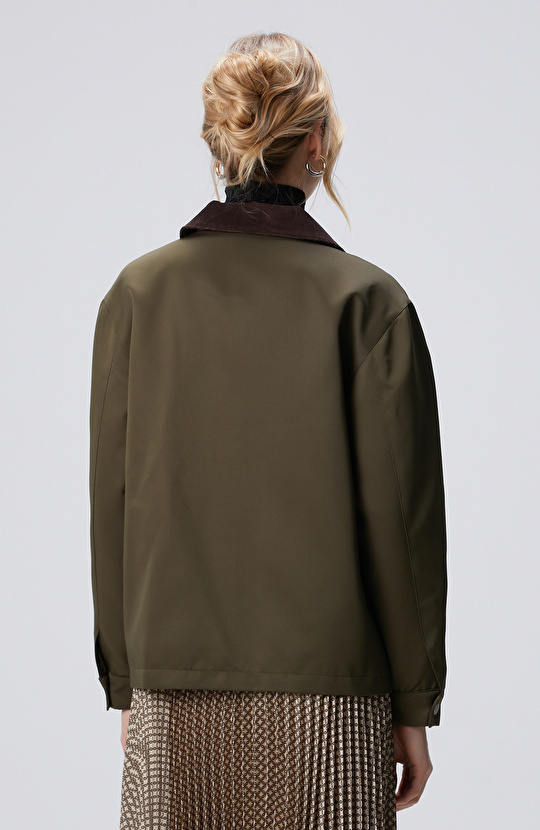 Haki Kadife Garnili Mont