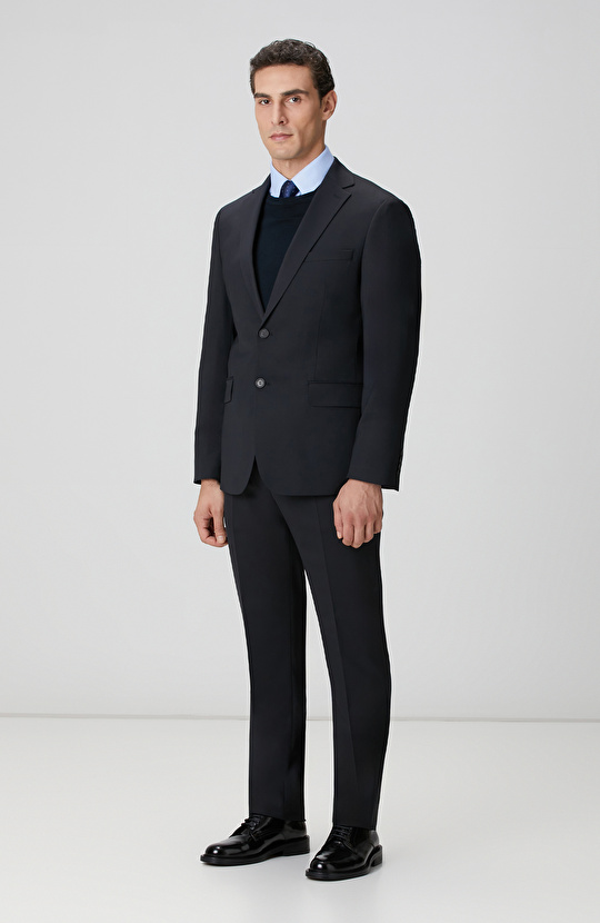 Lacivert Yün Karışımlı Takım Elbise