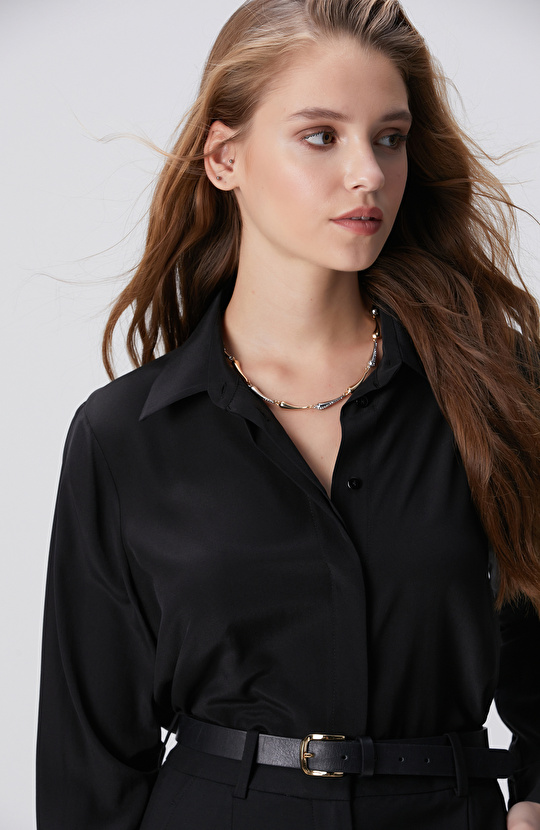 Limited Siyah İpek Gömlek