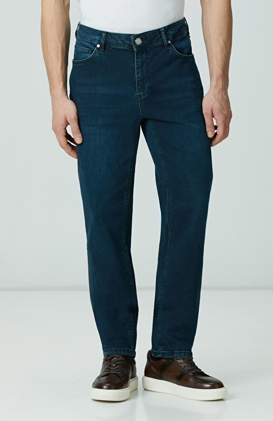 Lacivert Örme Denim Pantolon