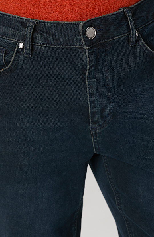 Lacivert Yıkamalı Denim Pantolon