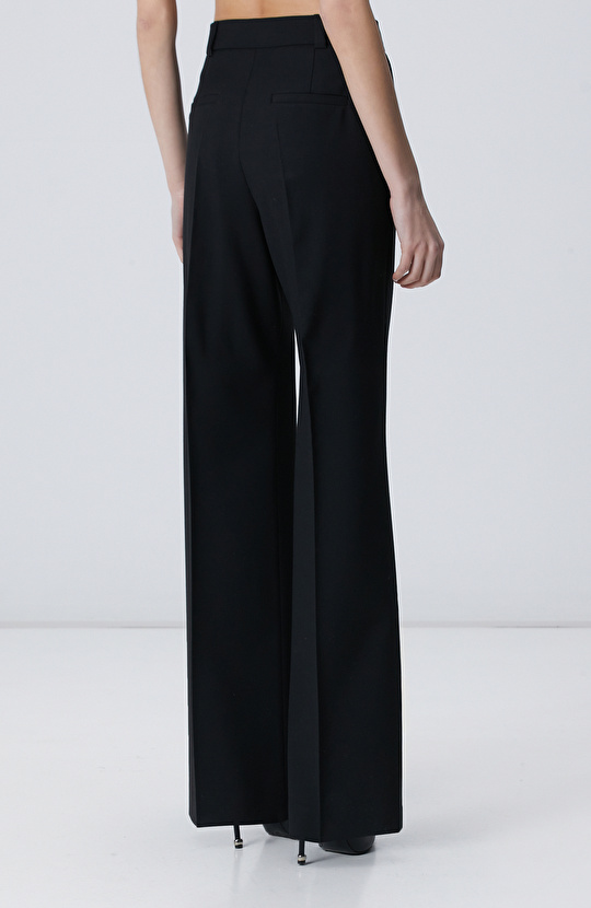 Siyah Yün Karışımlı Pantolon