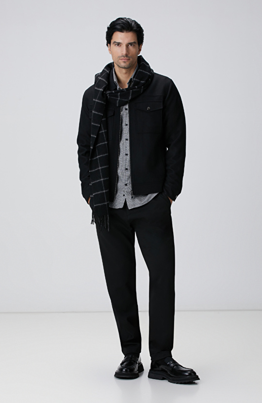 Siyah Beyaz Kaz Ayağı Desenli Gömlek