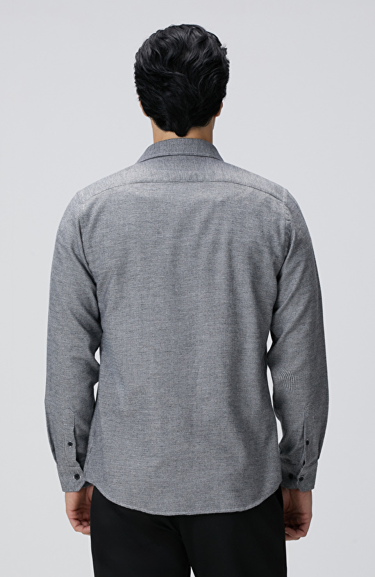 Siyah Beyaz Kaz Ayağı Desenli Gömlek