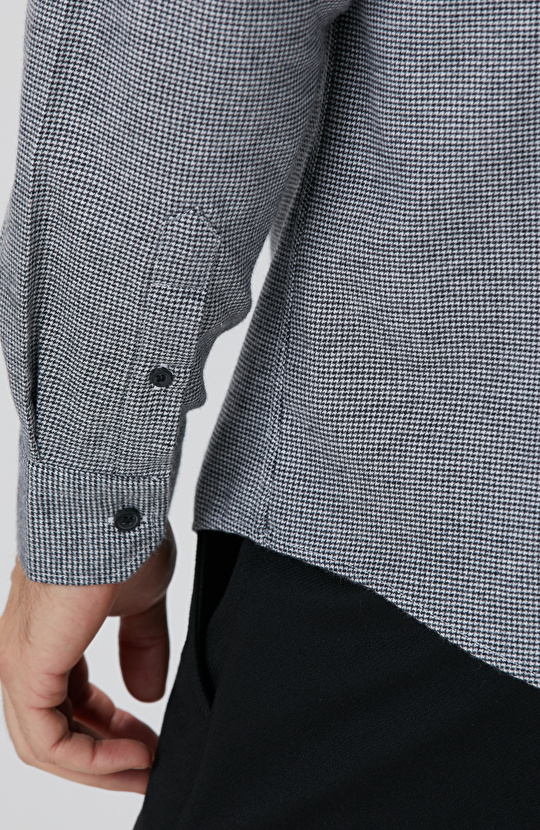 Siyah Beyaz Kaz Ayağı Desenli Gömlek