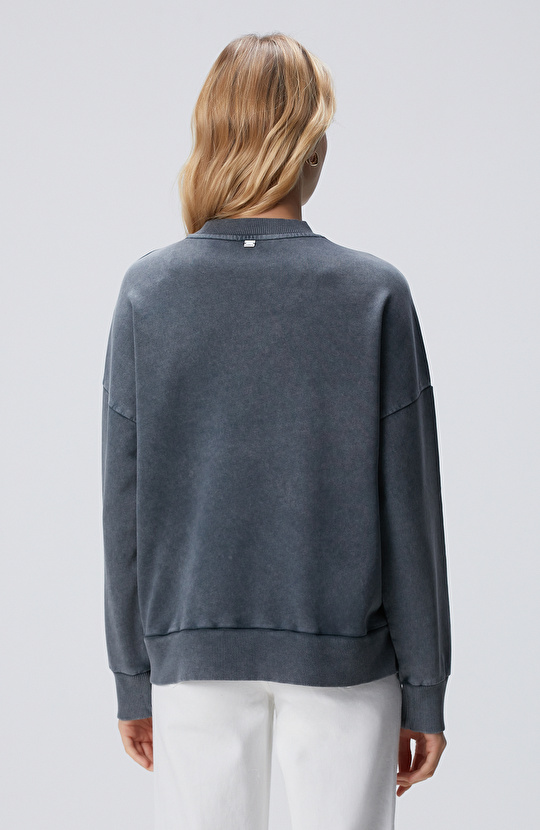 Antrasit Taşlı Sweatshirt