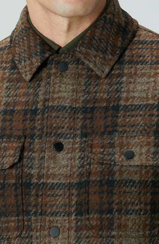 Kahverengi Yün Karışımlı Mont