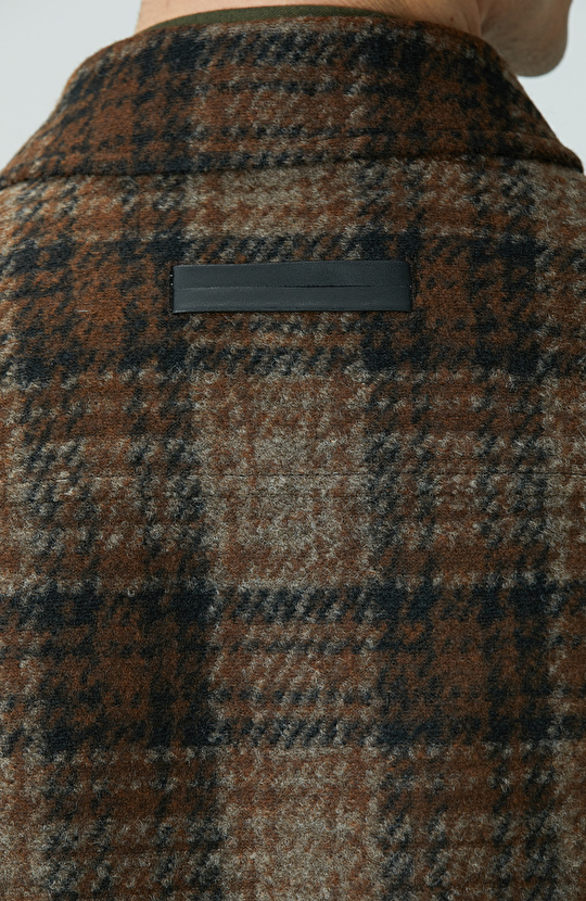 Kahverengi Yün Karışımlı Mont