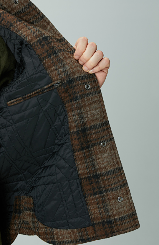 Kahverengi Yün Karışımlı Mont