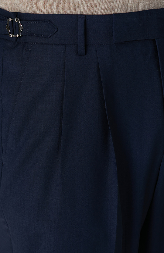 Lacivert Keten Karışımlı Pantolon