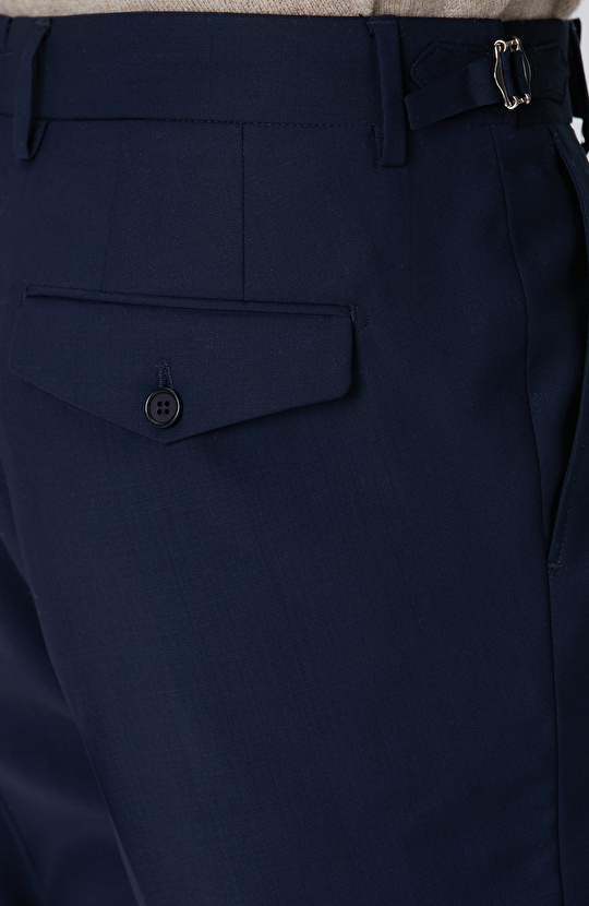 Lacivert Keten Karışımlı Pantolon