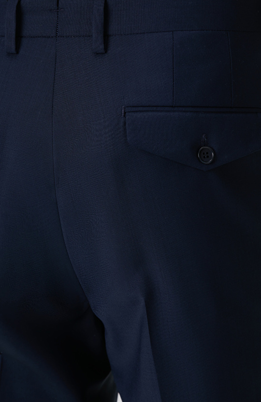 Lacivert Keten Karışımlı Pantolon