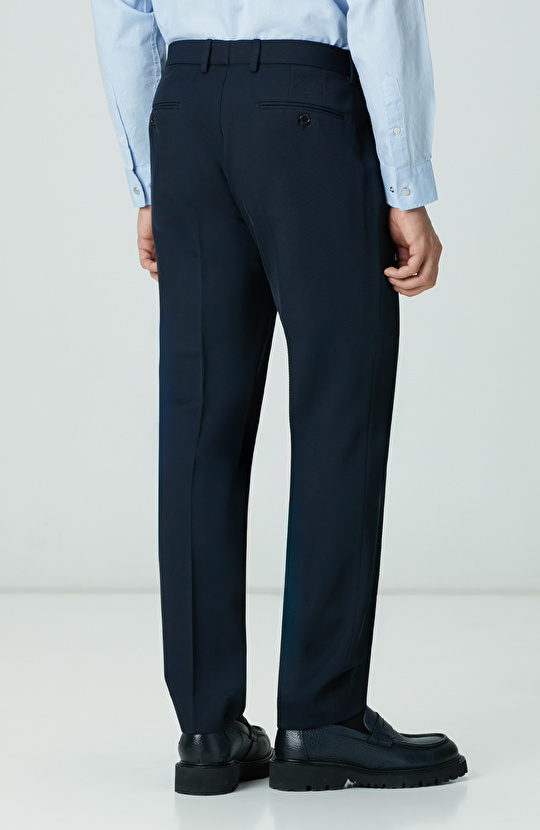 Lacivert Yün Karışımlı Pantolon