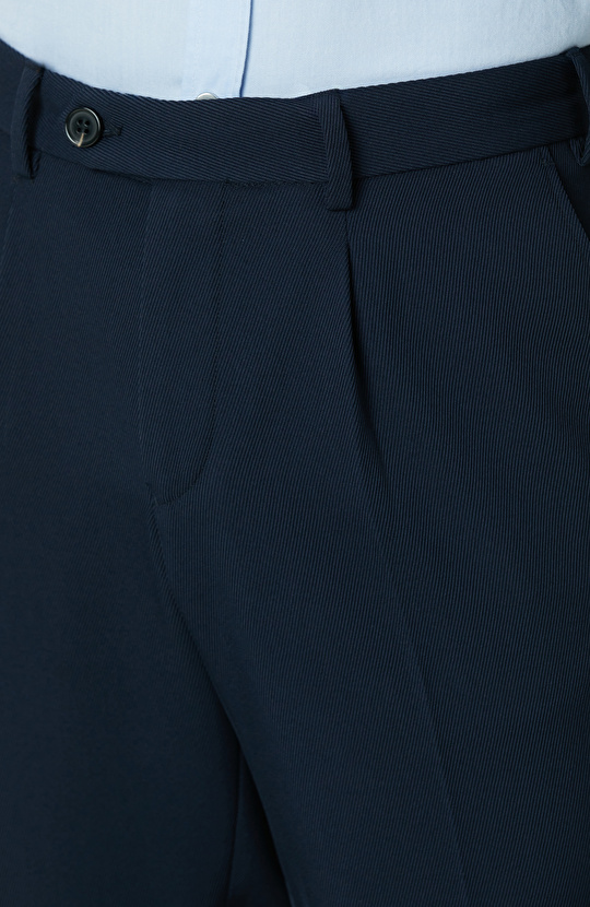 Lacivert Yün Karışımlı Pantolon