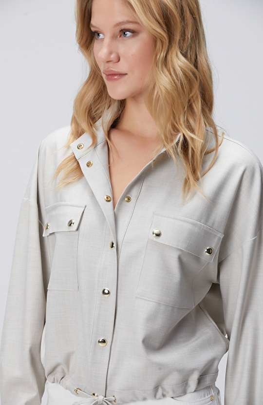 Bej Cep Kapaklı Dış Gömlek