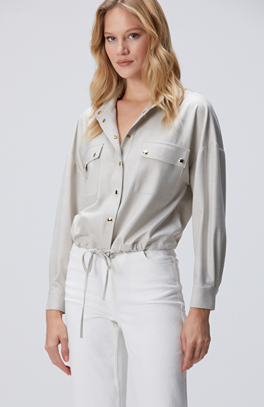 Bej Cep Kapaklı Dış Gömlek