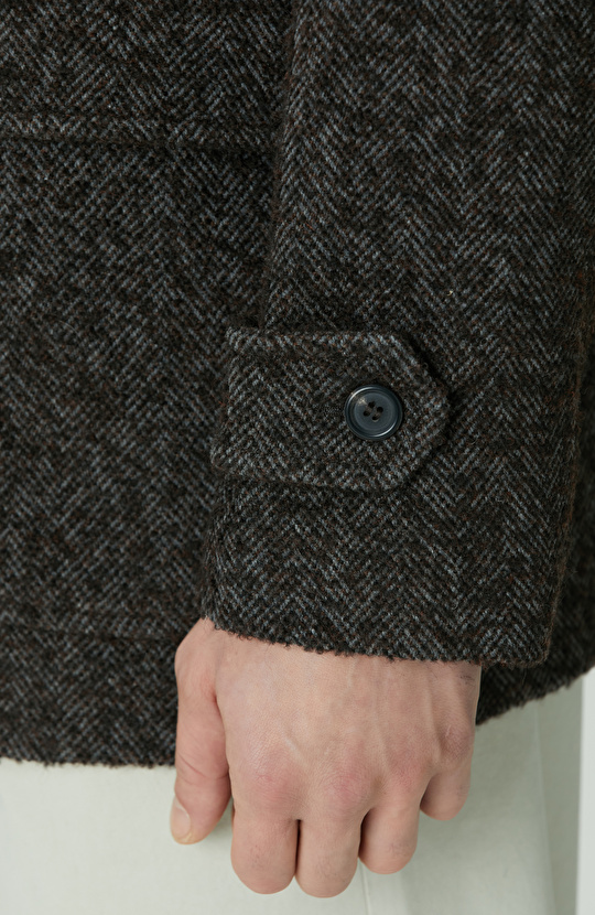 Kahverengi Yün Karışımlı Kaban