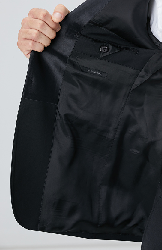 Siyah Yün Karışımlı Şal Yaka Smokin Takım Elbise