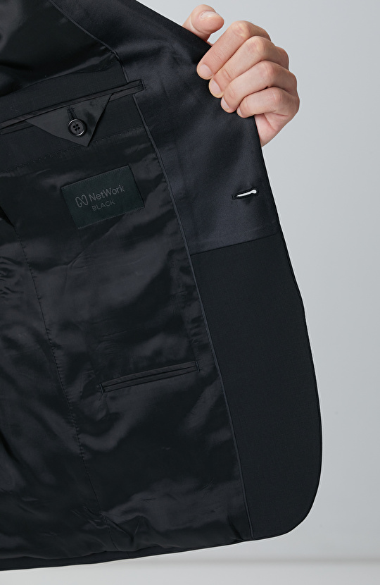 Siyah Yün Karışımlı Şal Yaka Smokin Takım Elbise