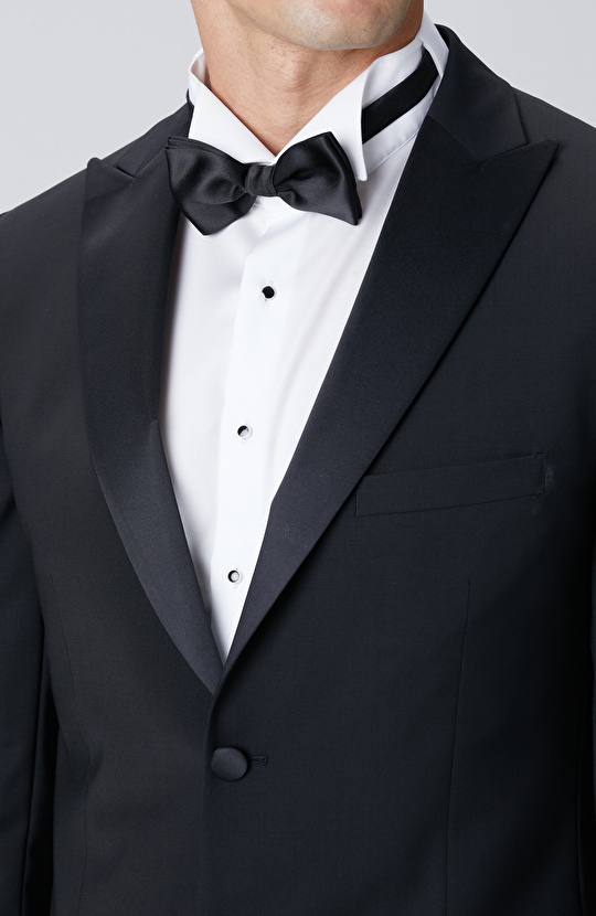 Siyah Yün Karışımlı Smokin Takım Elbise