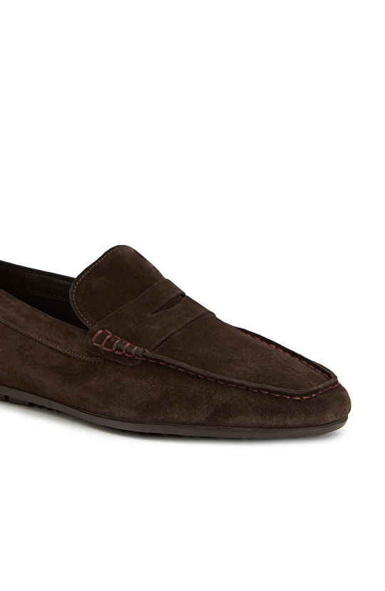 Kahverengi Erkek Süet Deri Loafer