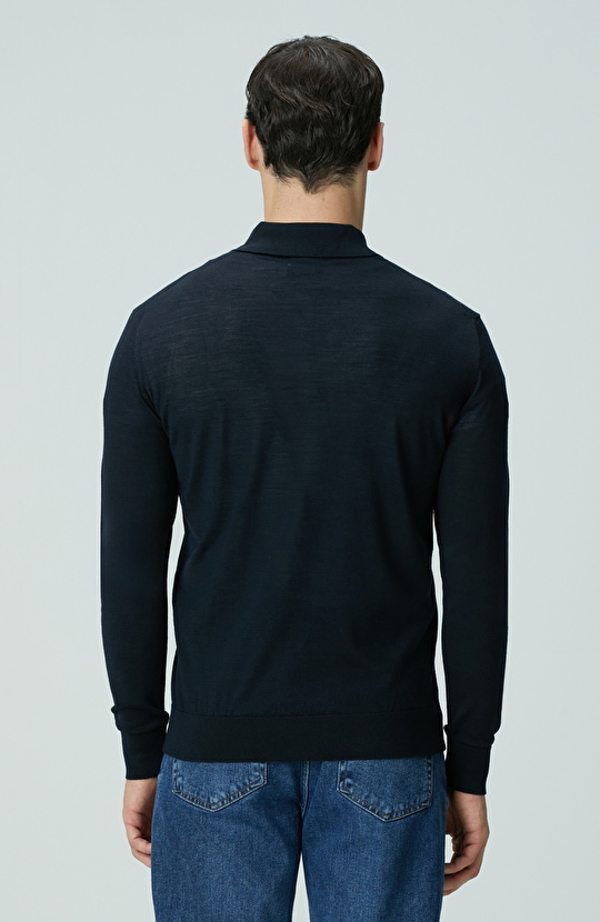 Limited Lacivert Yün Karışımlı Triko Kazak