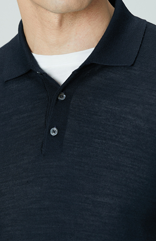 Limited Lacivert Yün Karışımlı Triko Kazak