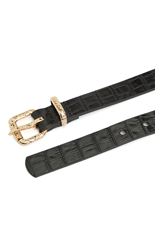 Siyah Kadın Deri Kemer