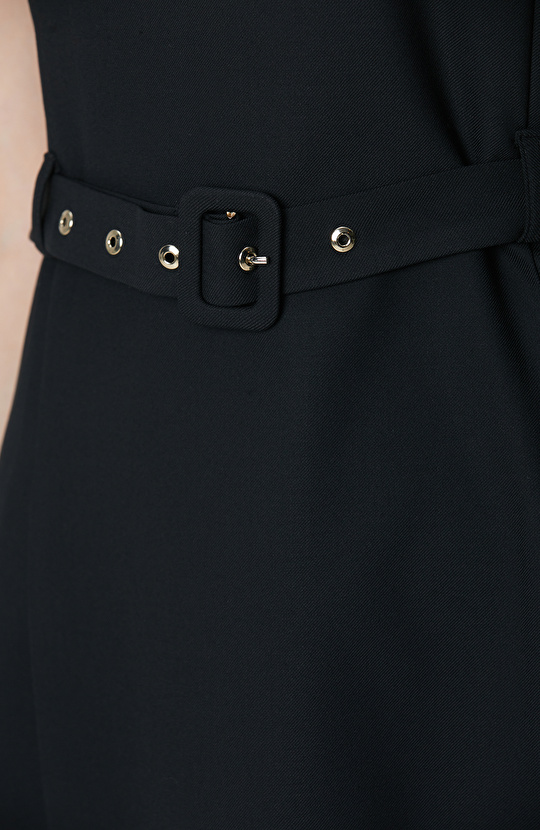 Siyah Kemerli Mini Elbise