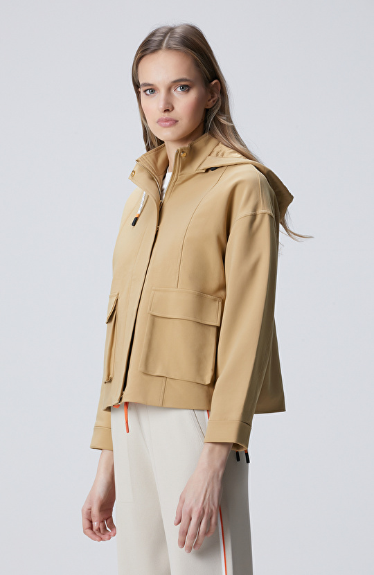 N-Tech Bej Yan Dikiş İp Detaylı Mont