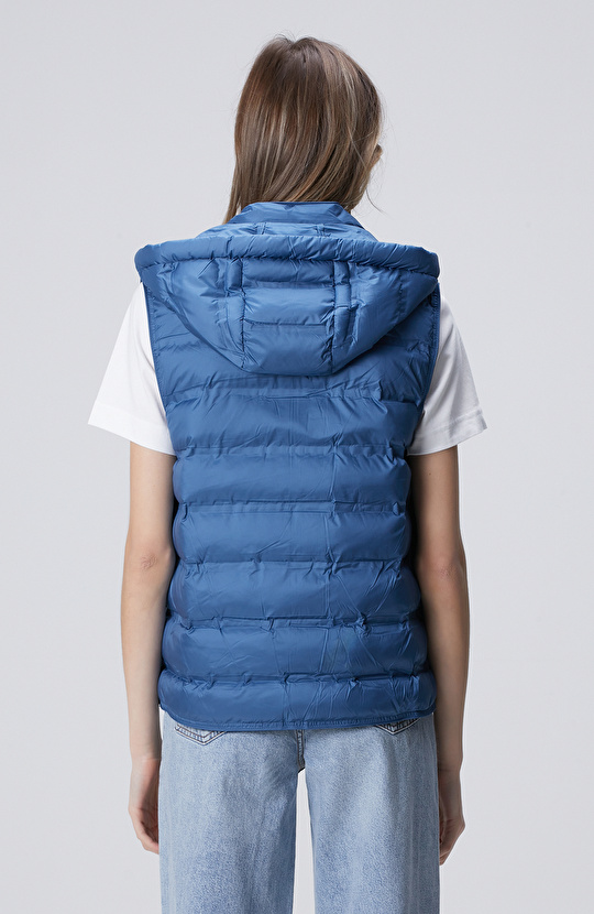 Mavi Dik Yaka Casual Yelek