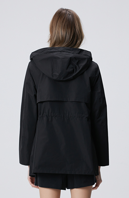 Siyah Kapüşonlu Çift Taraflı Mont