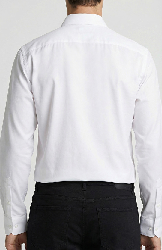 Regular Fit Beyaz Diyagonal Non-iron Gömlek