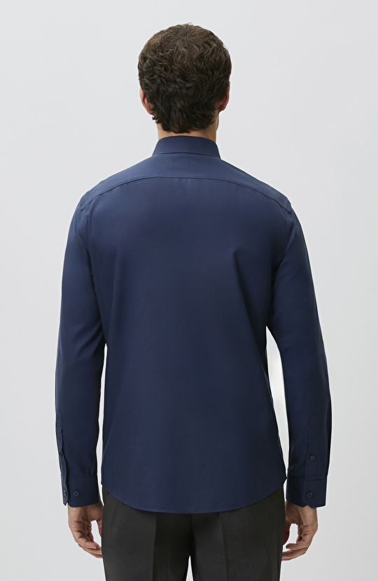 Slim Fit Lacivert Non-iron Oxford Gömlek
