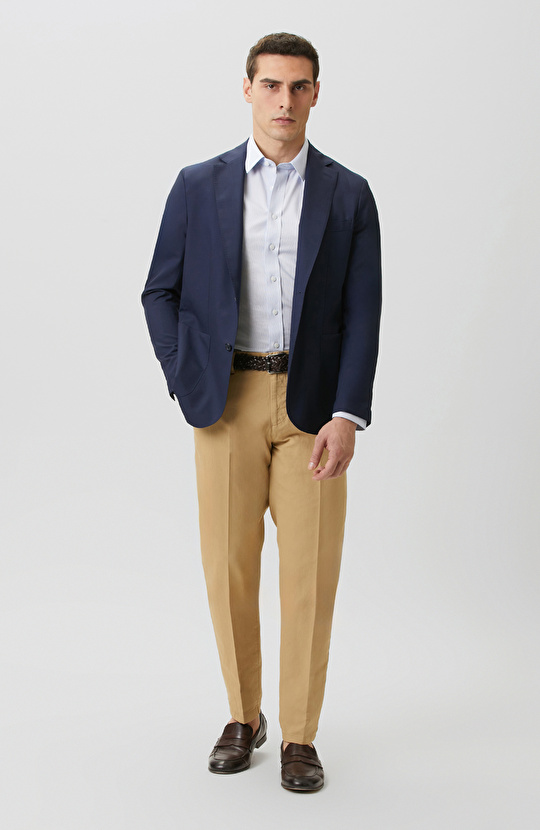 Non-Iron Mavi Beyaz Çizgili Gömlek